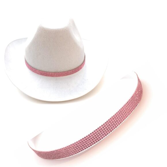 2242 Hat Band Pink Rhinestone Silky Satin Lined Facing Cowgirl Western main image 8